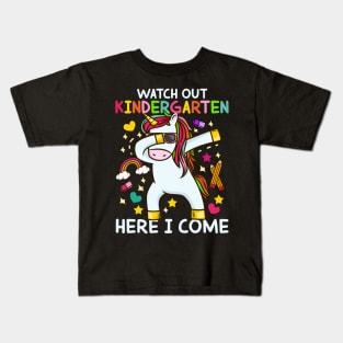 Watch Out Kindergarten Here I Come - Dabbing Unicorn Gift Kids T-Shirt